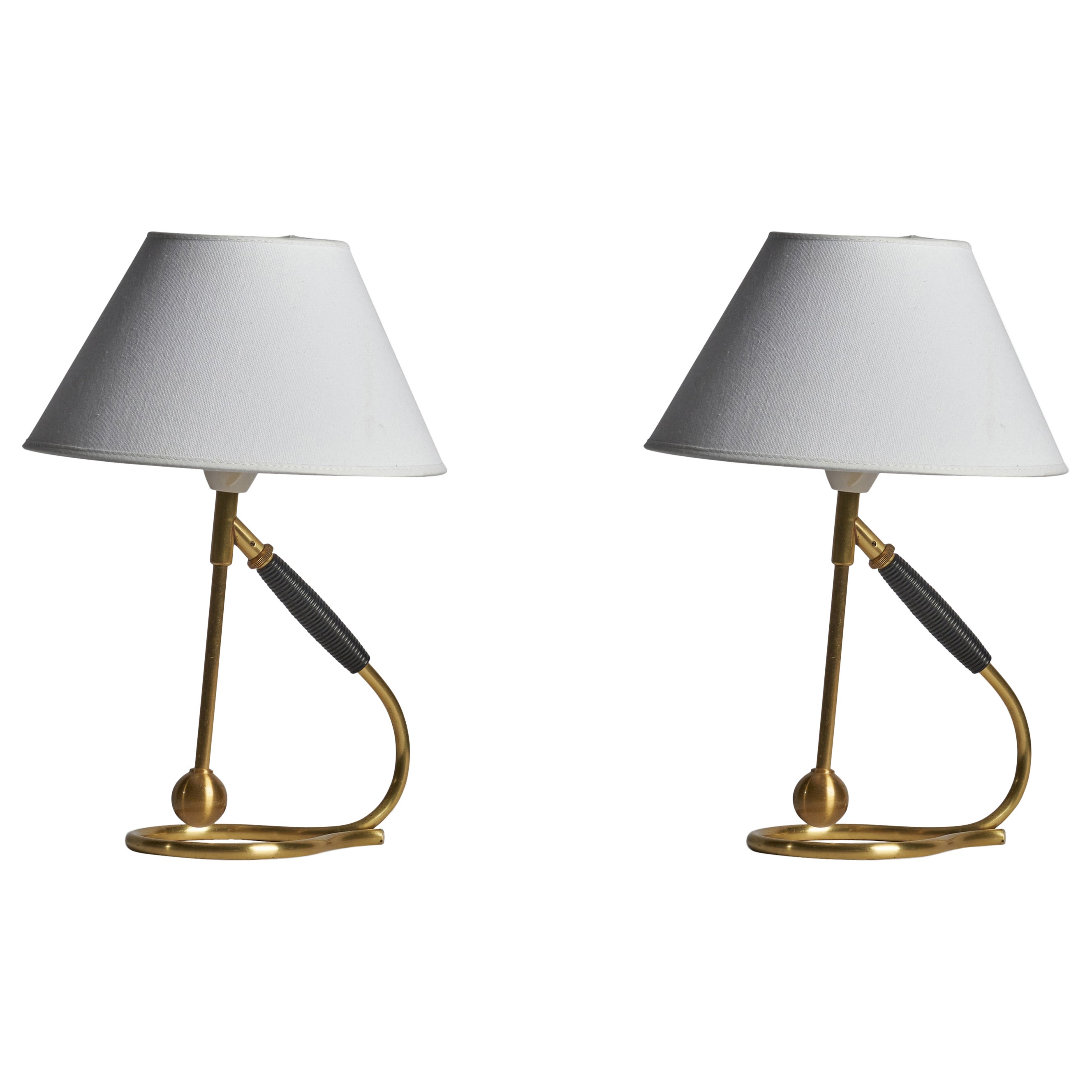 Kaare Klint, Table Lamps, Brass, Rubber, Denmark, 1950s