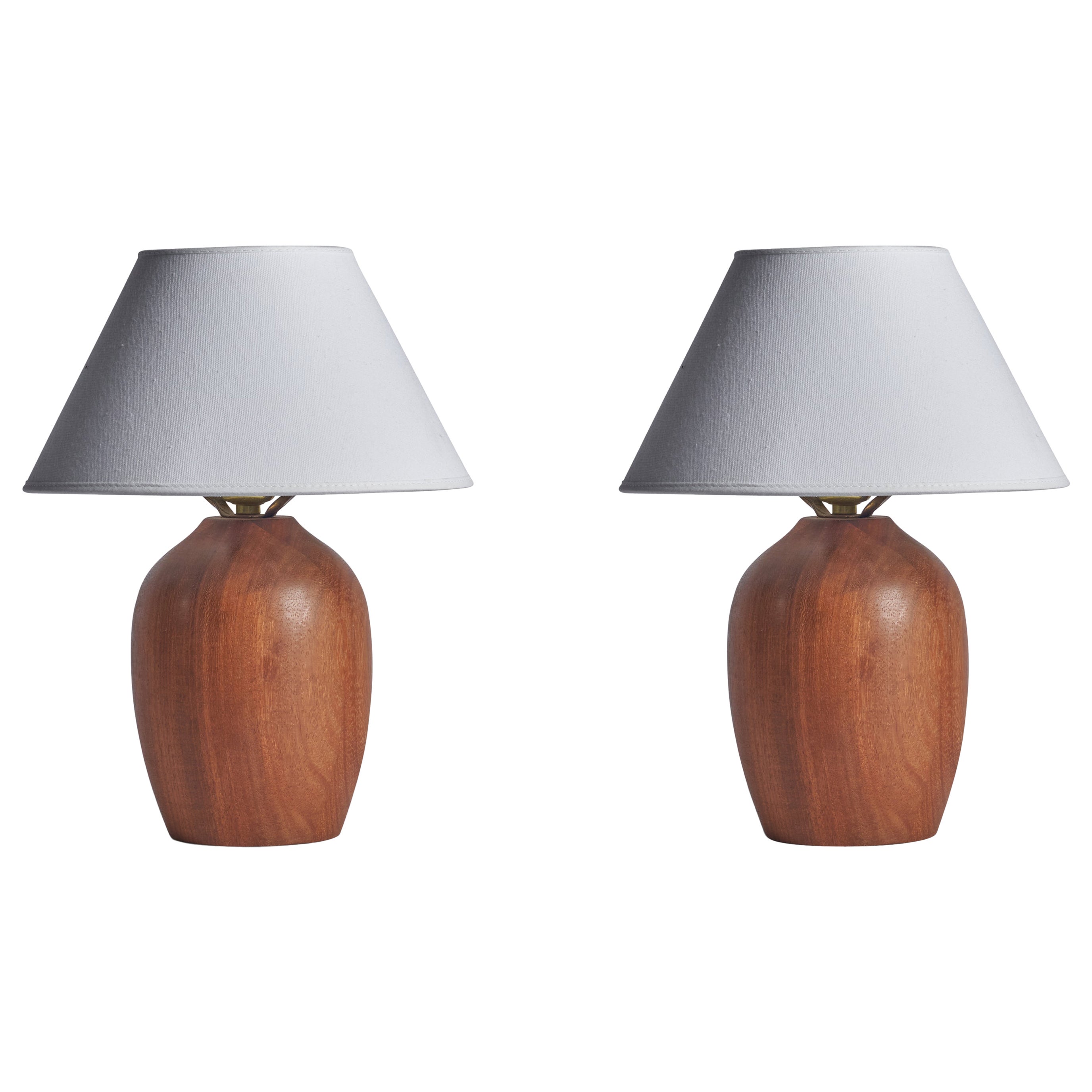 American Designer, Table Lamps, Walnut, USA, 1950s For Sale
