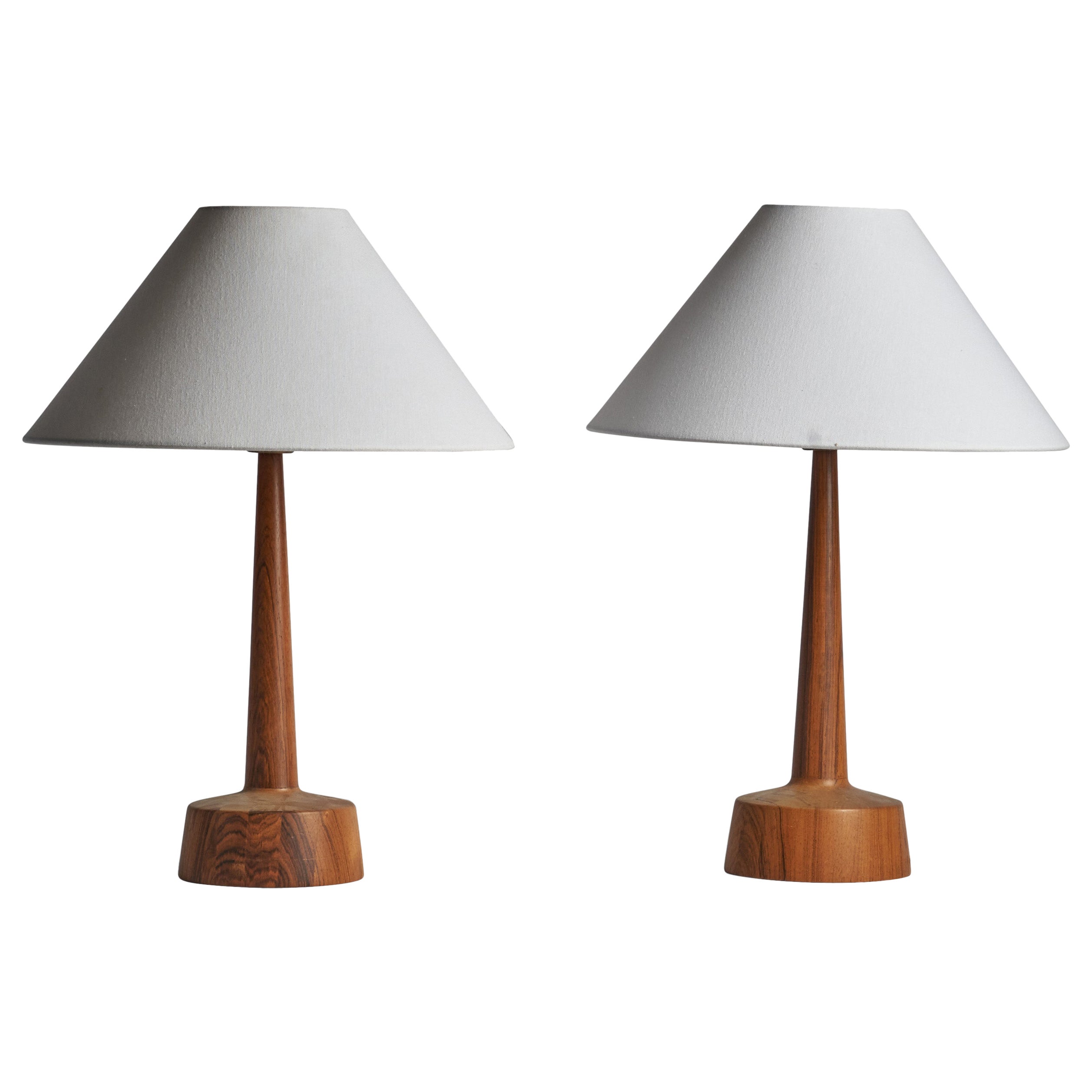 Stilarmatur Tranås, Table Lamps, Rosewood, Sweden, 1960s For Sale