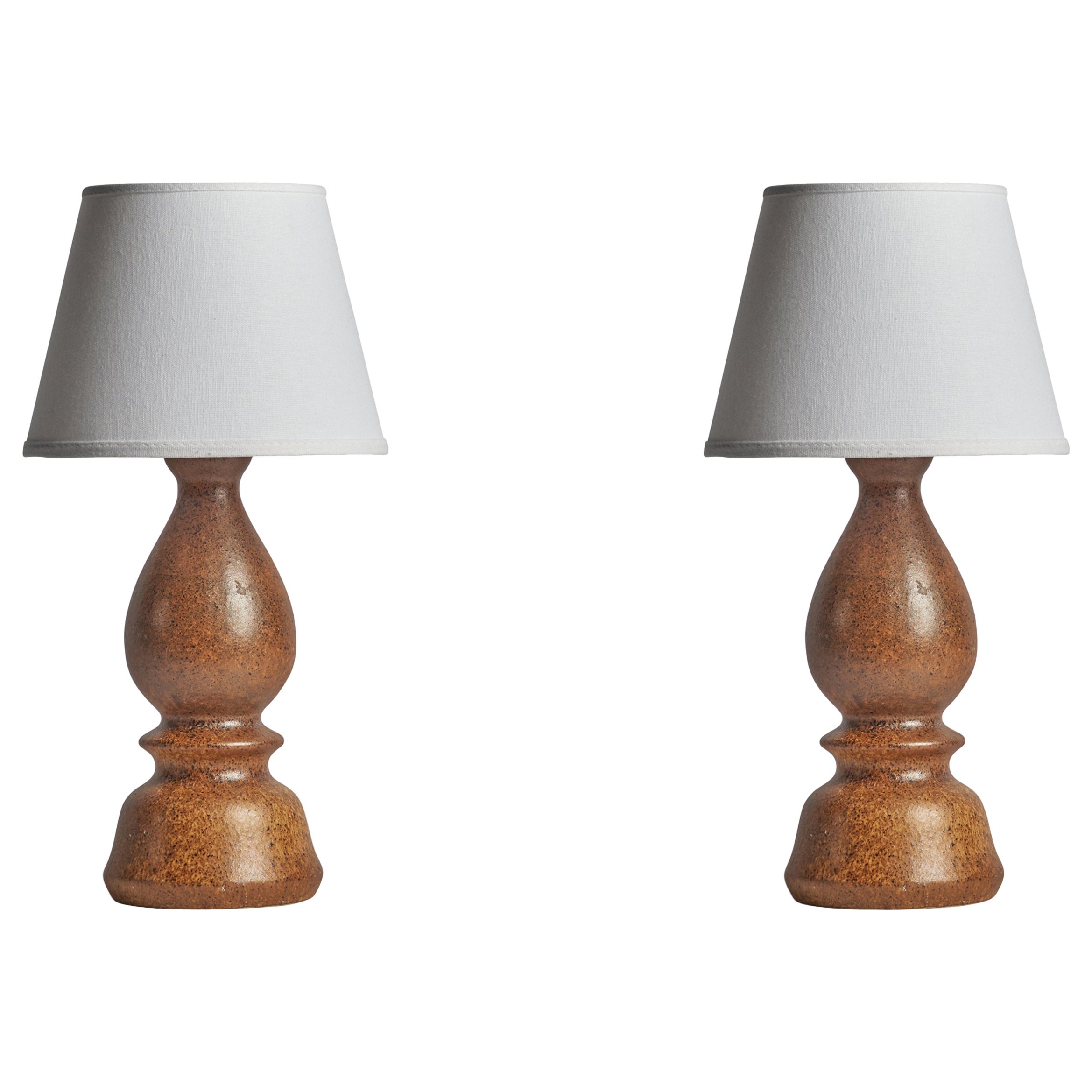Bruno Karlsson, Table Lamps, Stoneware, Sweden, 1960s For Sale