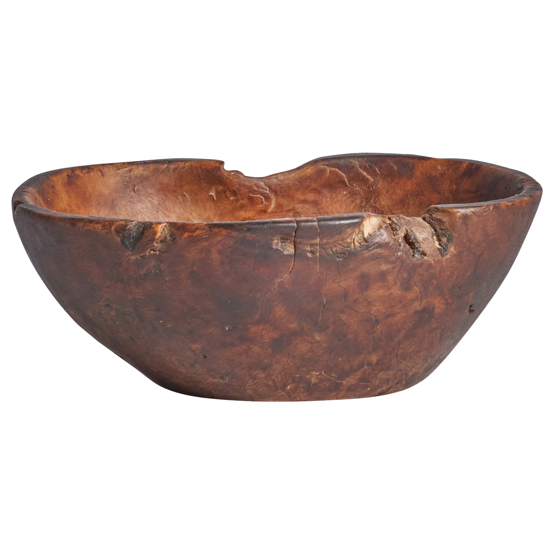 Swedish Craft, Bowl, Burl Wood, Sweden, 19th Century For Sale