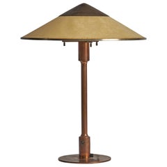 Niels Rasmussen Thykier, Table Lamp, Copper, Paper, Denmark, 1930s