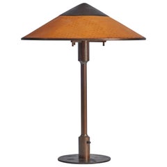 Niels Rasmussen Thykier, Table Lamp, Copper, Paper, Denmark, 1930s