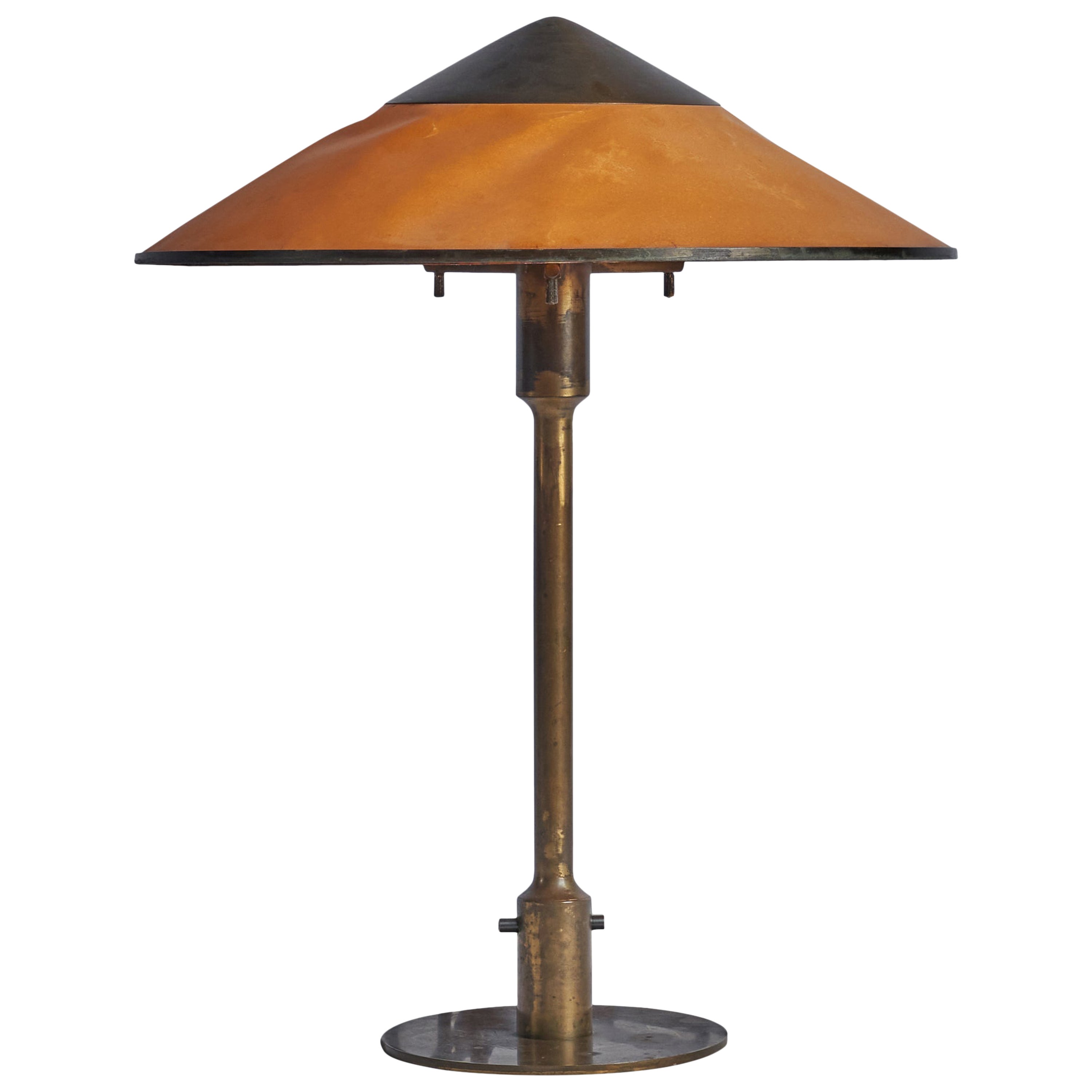 Niels Rasmussen Thykier, Table Lamp, Copper, Paper, Denmark, 1930s