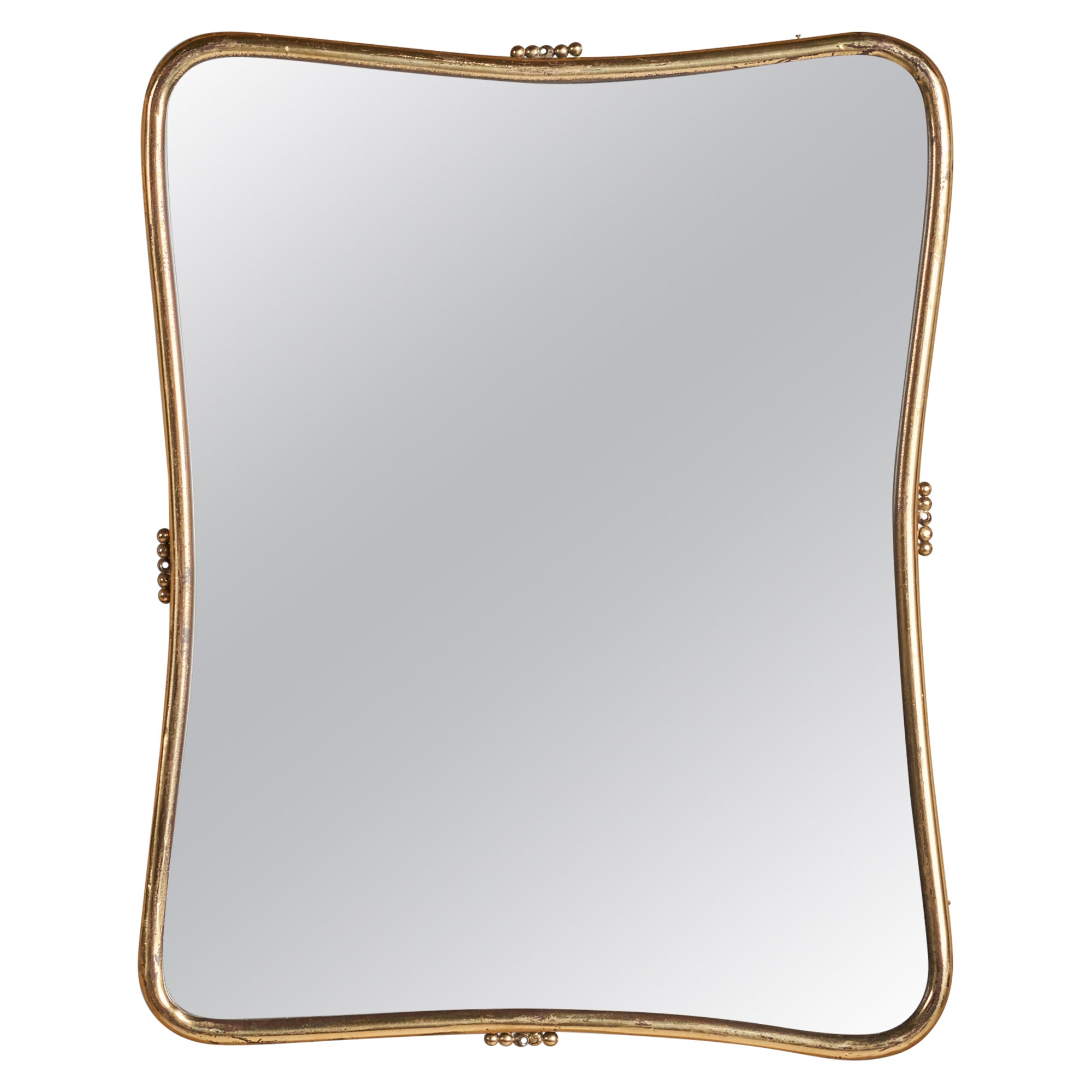 Italian Designer, Wall Mirror, Brass, Italy, 1940s For Sale