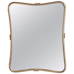 Italian Designer, Wall Mirror, Brass, Italy, 1940s