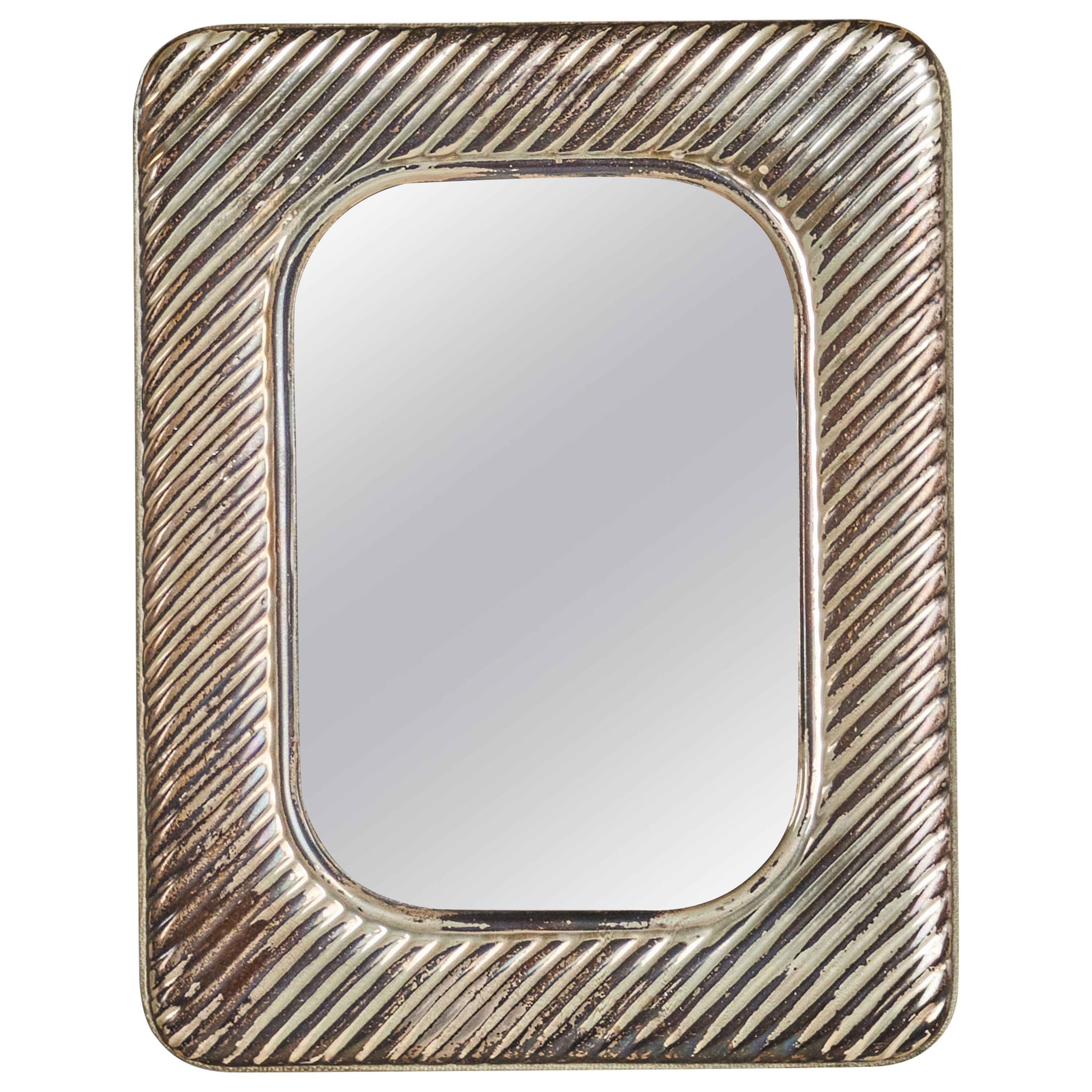 Italian Designer, Small Wall Mirror, Silver, Italy, 1940s For Sale