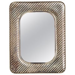 Italian Designer, Small Wall Mirror, Silver, Italy, 1940s