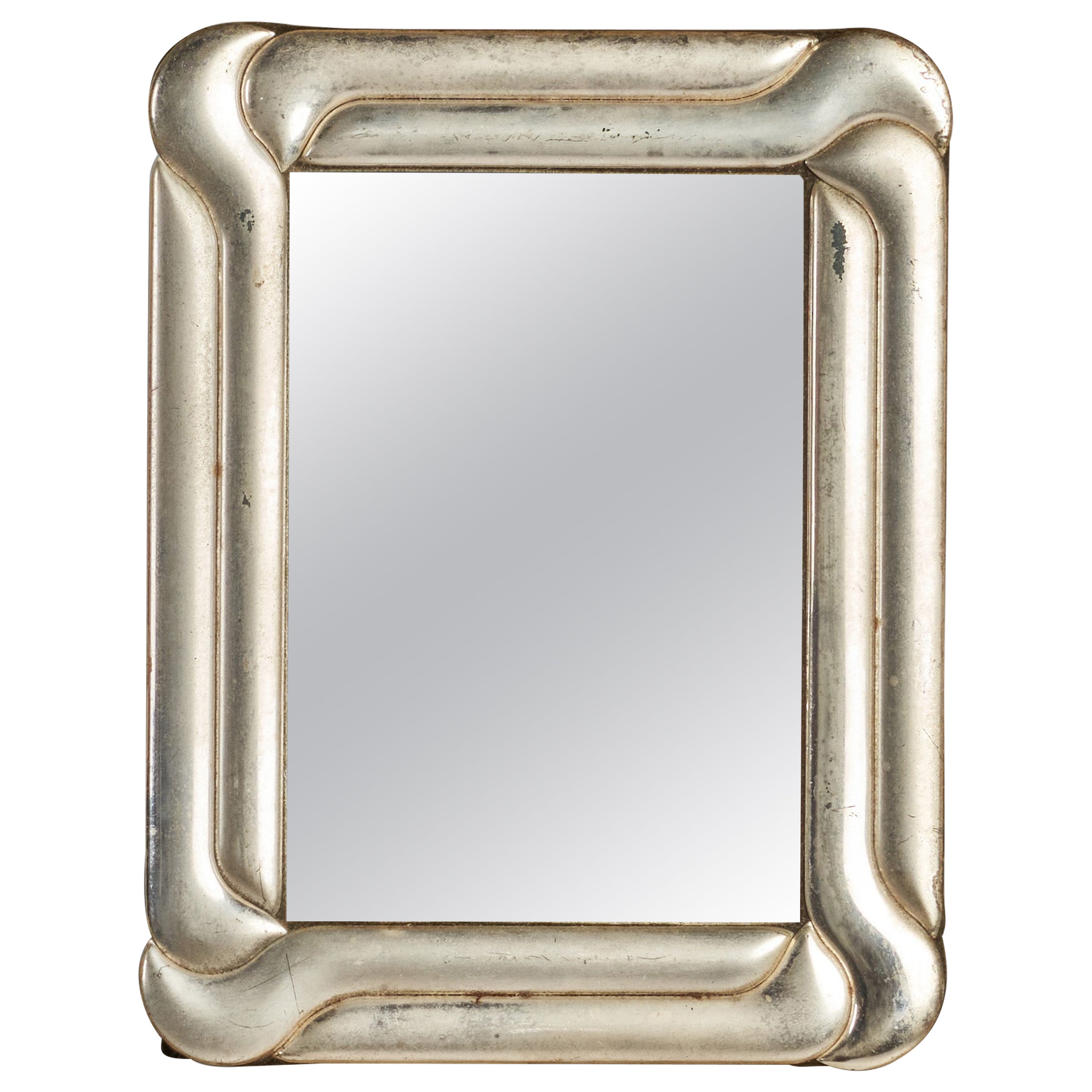 Italian Designer, Small Wall Mirror, Sterling Silver, Italy, 1930s For Sale