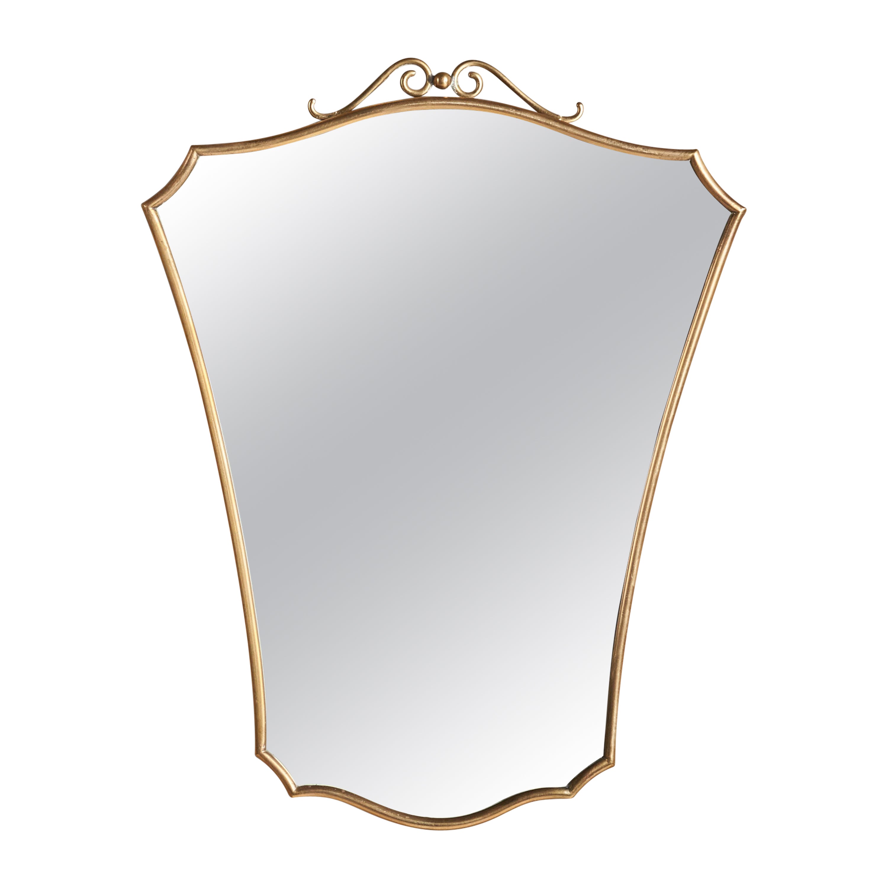 Italian Designer, Wall Mirror, Brass, Italy, 1940s For Sale