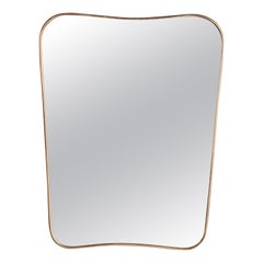 Vintage Italian Designer, Wall Mirror, Brass, Italy, 1940s