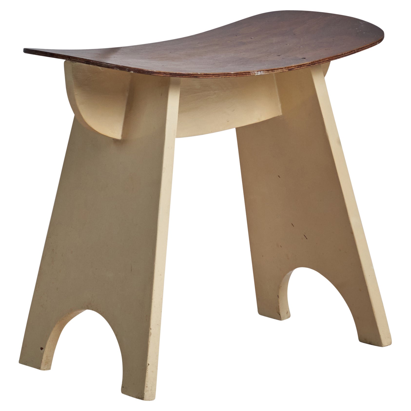 Swedish Designer, Stool, Wood, Moulded Plywood, Sweden, 1950s For Sale