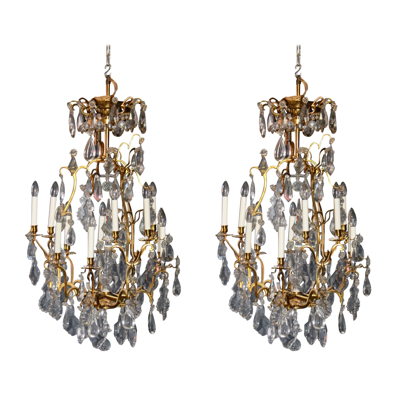 Pairs of Maison Bagues style big chandeliers For Sale at 1stDibs