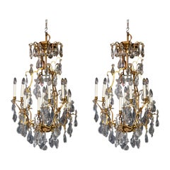 Pairs of Maison Bagues style big chandeliers