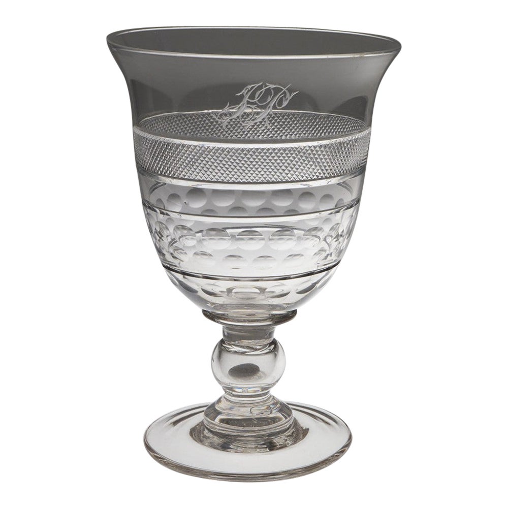 Large Cut Glass Coin Goblet c1840 For Sale