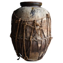 Japanese Antique Large Pottery Vase 1860s-1900s / Flower Vase Vessel Wabi Sabi