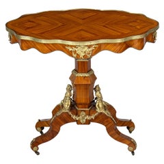 Antique 19th Century France Napoleon III° Kingwood Gilt Bronze Center Table 