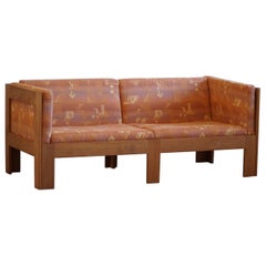 Danish Mid Century Two Seater Sofa in Oak, Reupholstered, by Tage Poulsen, 1960s