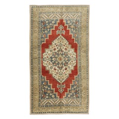 6x11 Ft Vintage Handgefertigter türkischer Stammeskunst-Wollteppich, Medaillon-Design, einzigartiger Teppich