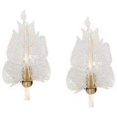 Vintage Pair of Large Murano Glass Wall Sconce by Barovier & Toso, Italy, 1970s