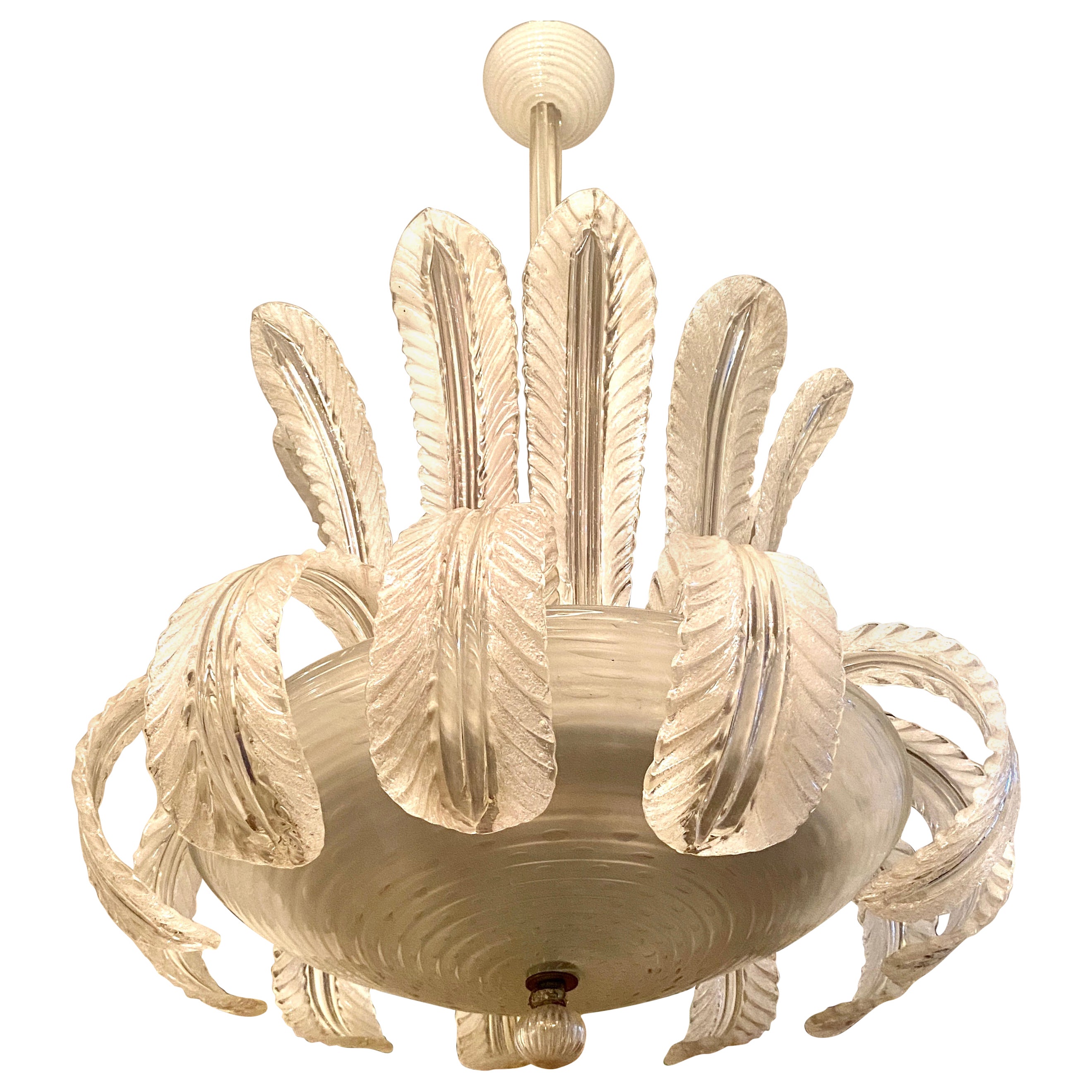 Venini Murano Glass Elegant Art Deco Chandelier Attributed to Tommaso Buzzi 1940 For Sale