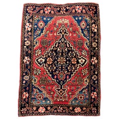 Vintage Fararhan Sarouk Small Mini Persian Rug c. 1930s