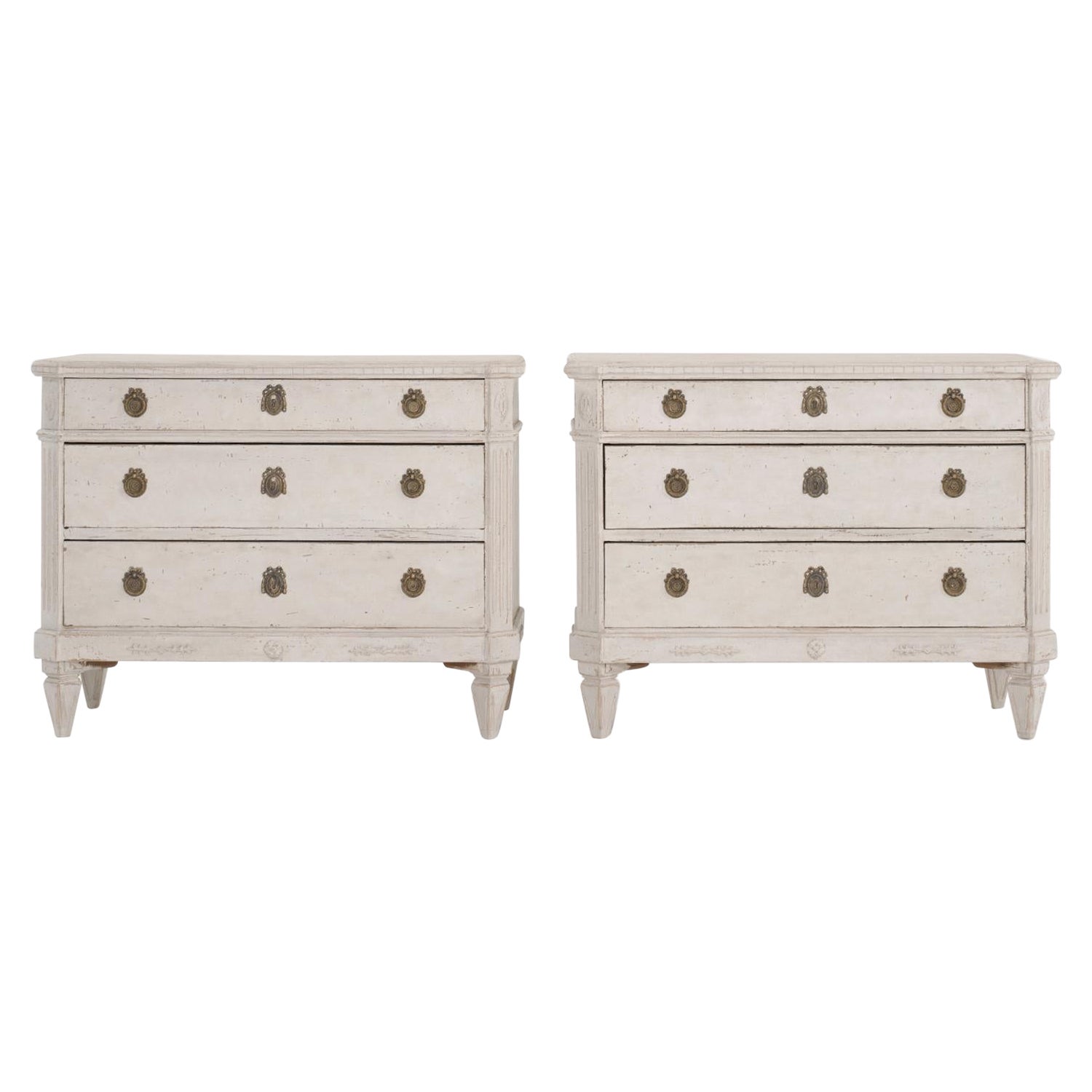 19th Century Swedish Gustavian Pair of Pinewood Chests - Antique Commodes For Sale