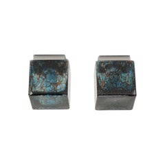 Set of 2 Cube flush mount ceiling lights by Glashütte Limburg, Germany 1970s.