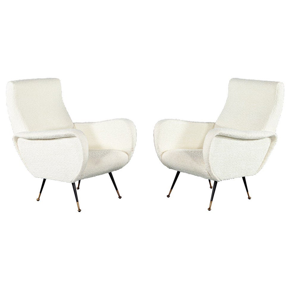 Pair of Italian Modern Lounge Chairs For Sale