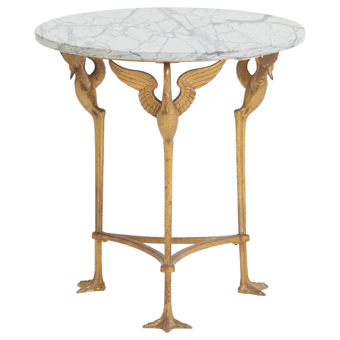 Bronze and Marble Swans Side Table