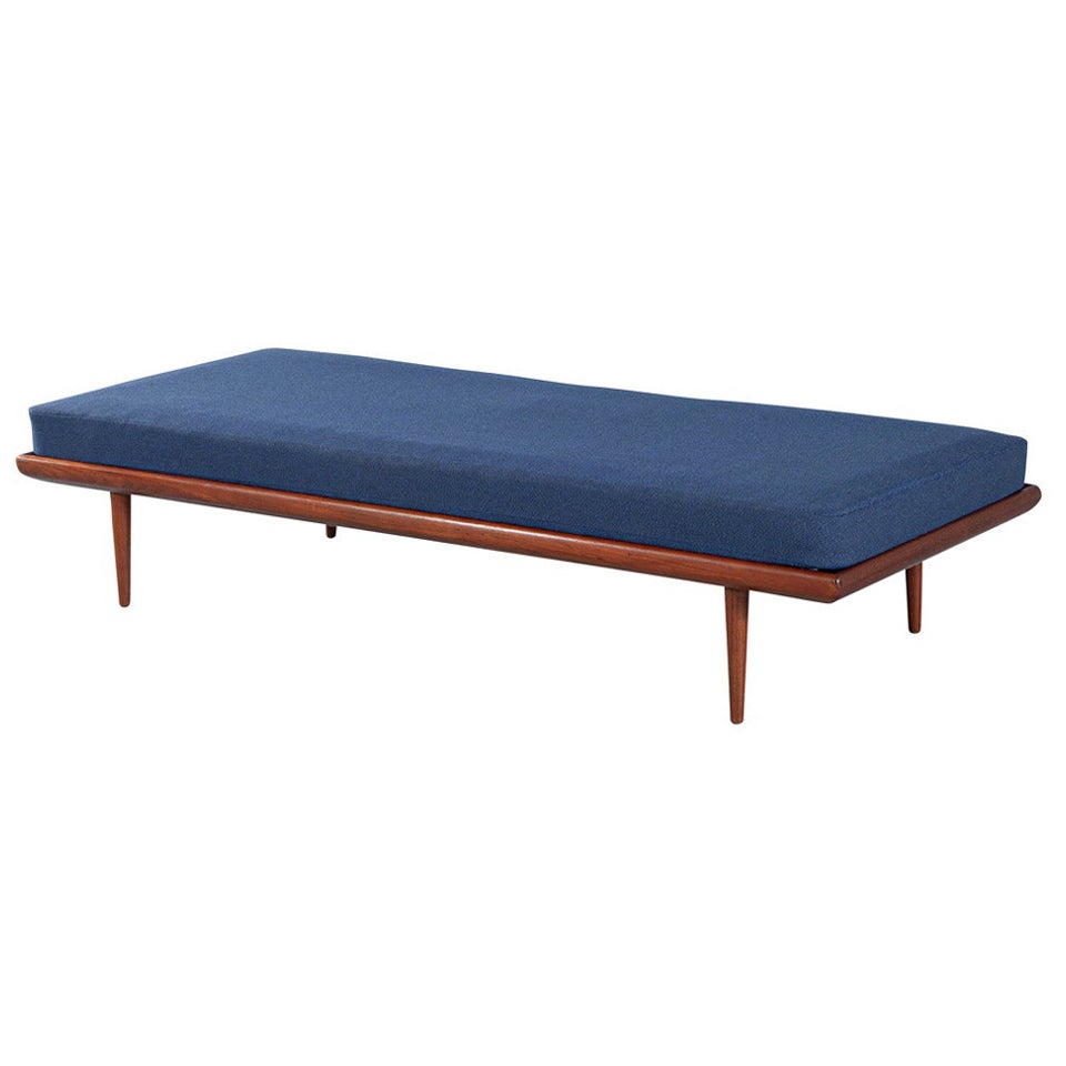 Mid-Century Modern Teak Daybed in Navy Blue