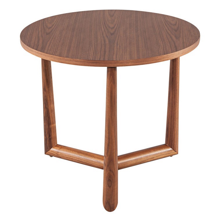 Round Walnut Accent Side Table