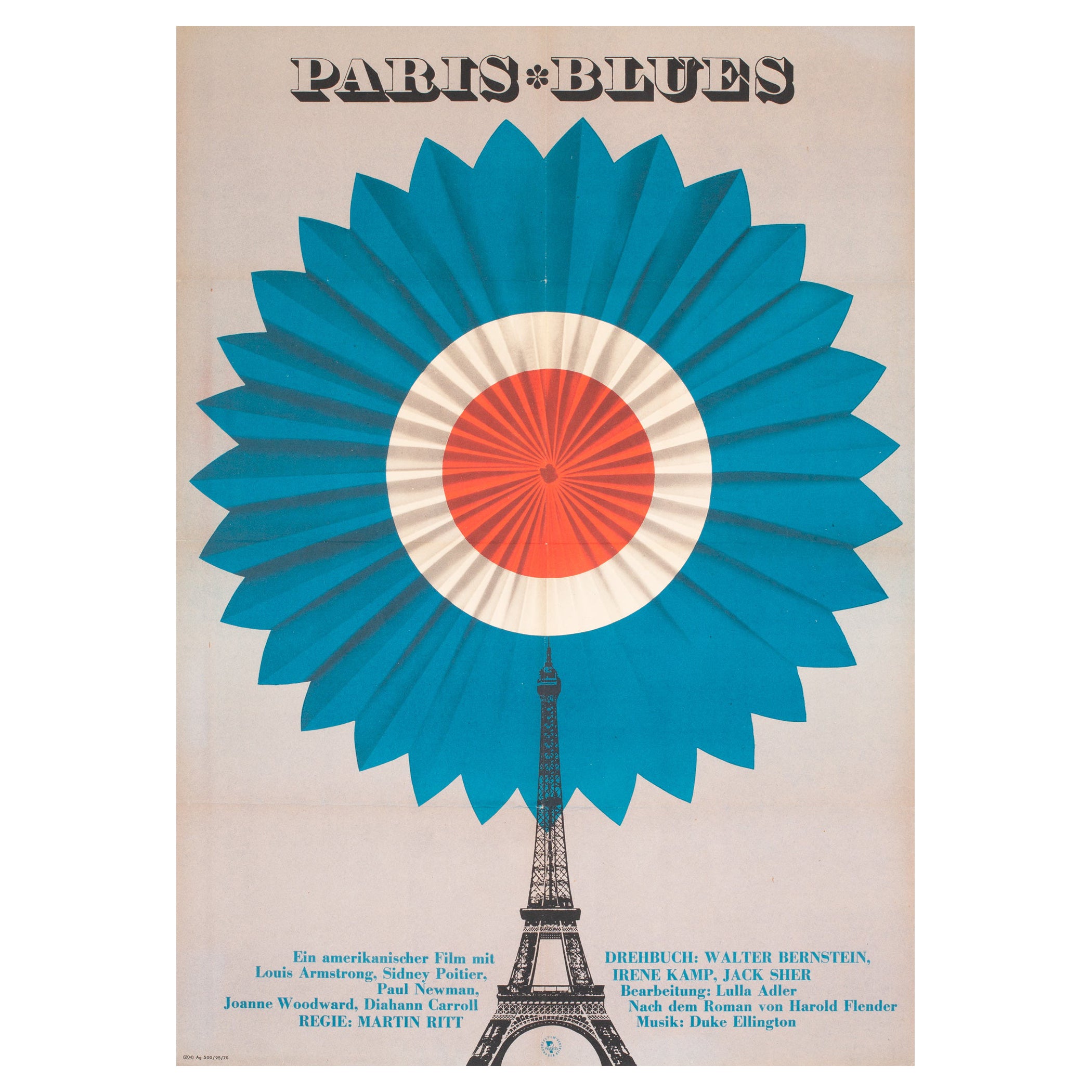 Paris Blues Original East German Film Movie Poster, 1970