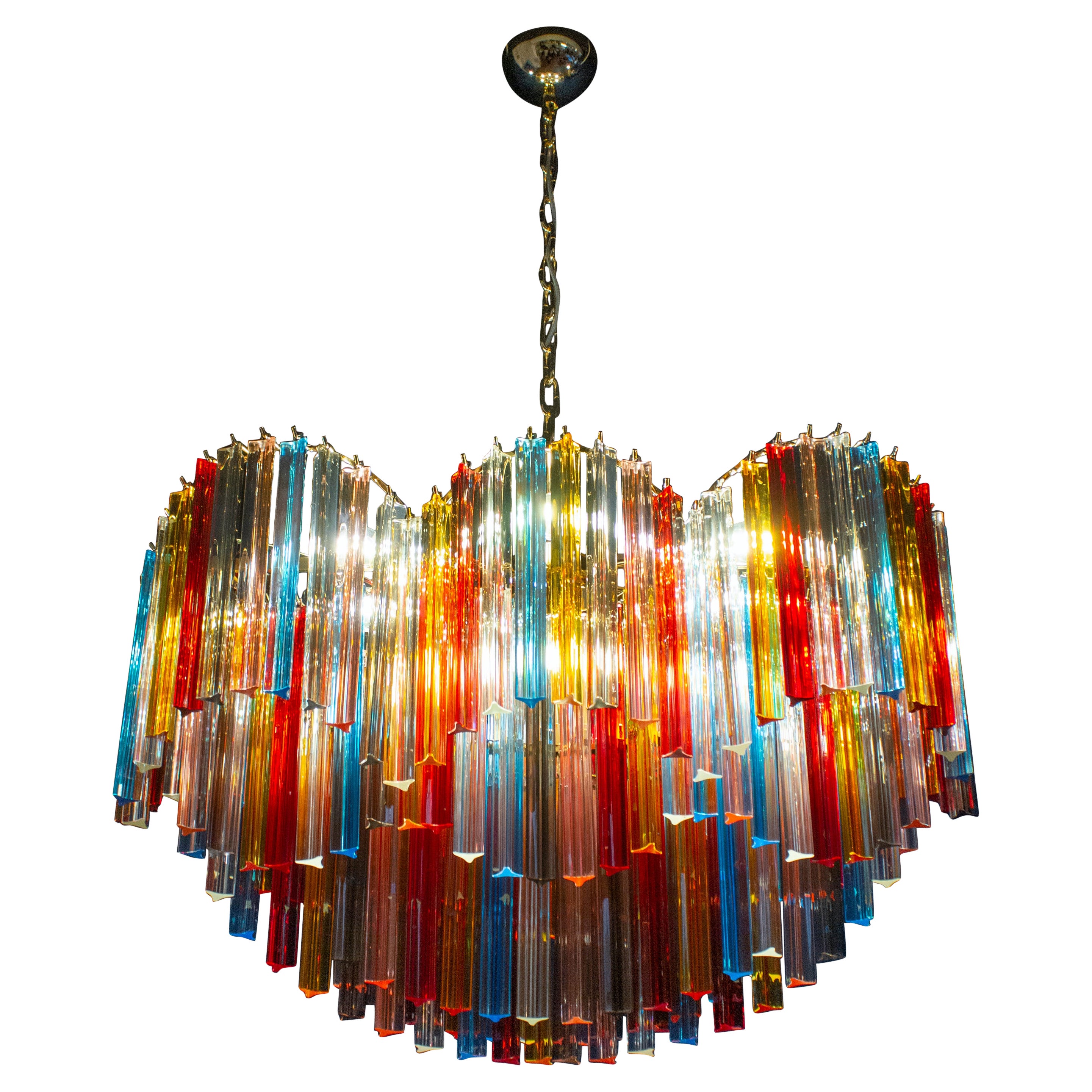 Spectacular Oval Shaped Multi-Color Triedi Murano Glass Chandelier