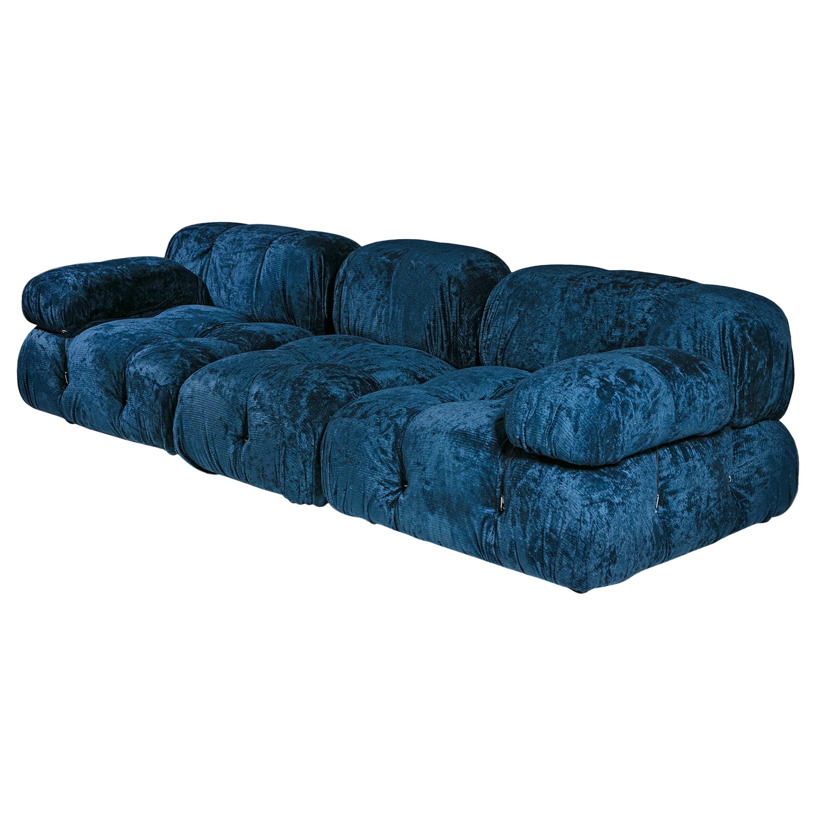 Blaues Chenille-Sofa „Camaleonda“ in Blau von Mario Bellini für B&B, Italien, 1970er Jahre