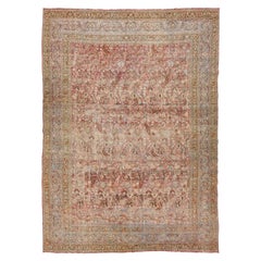 Antiker persischer Mashad handgefertigter roter Wollteppich mit Blumenmuster aus Persien