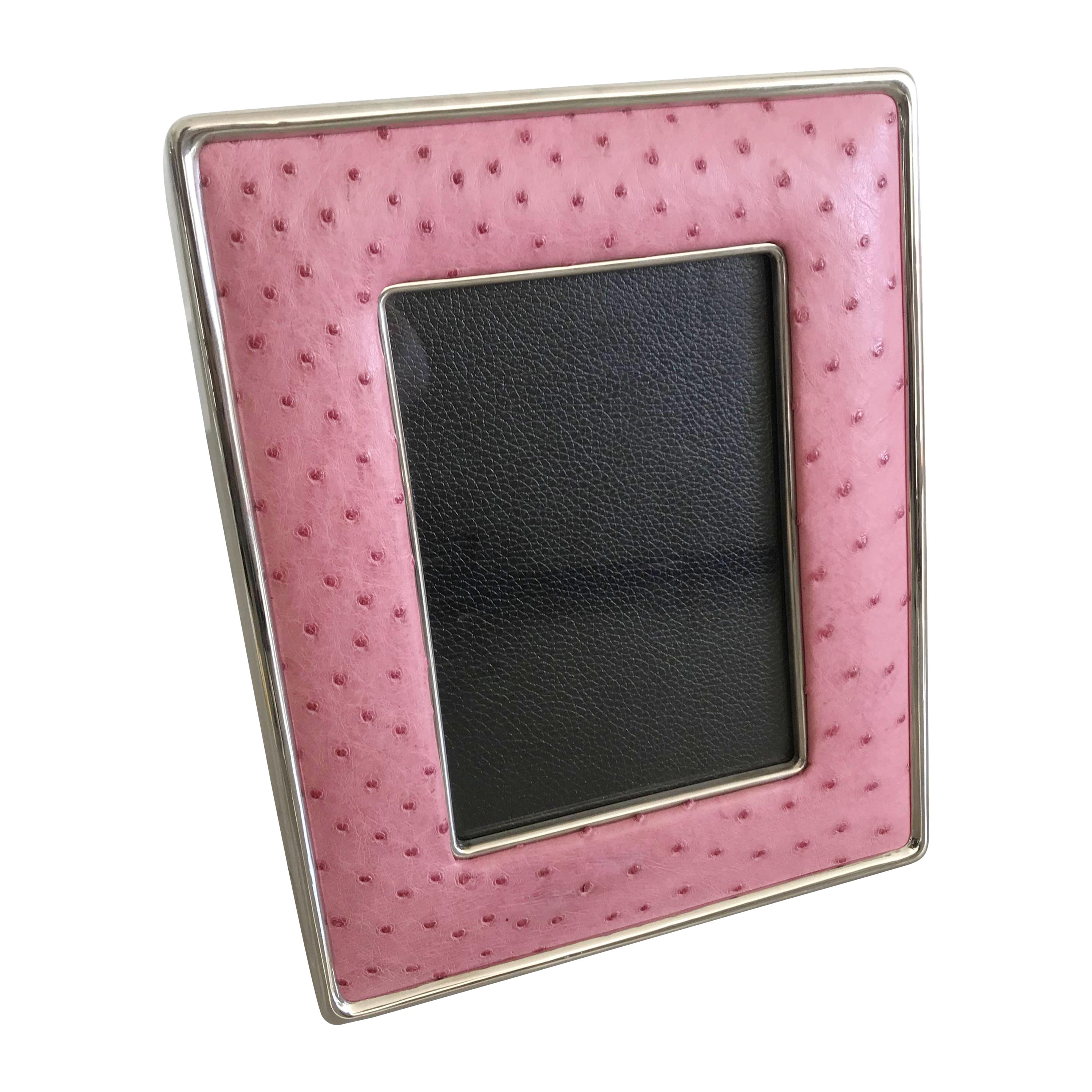 Pink Leather Photo Frame by Fabio Ltd For Sale