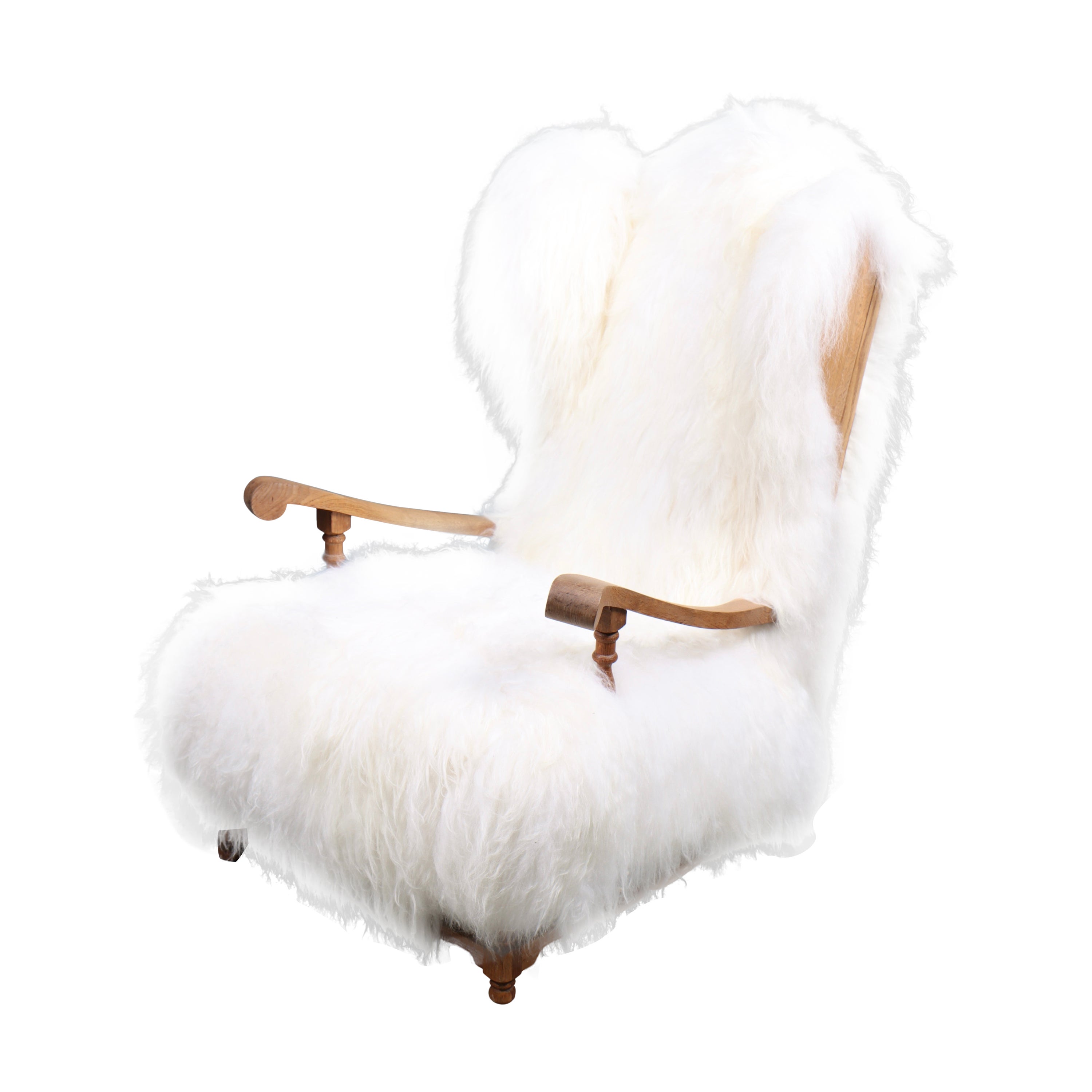 Danish Wingback Chair with Sheepskin, 1940s For Sale