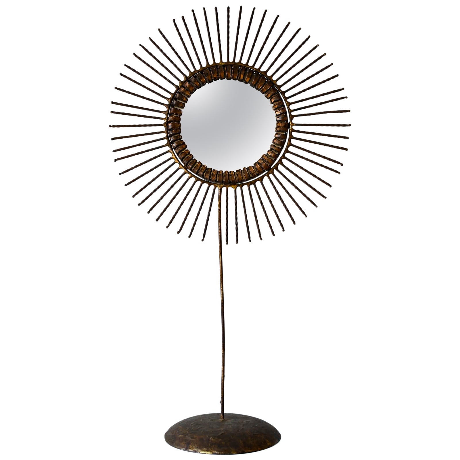 Curtis Jere Double-Sided Brass Sunburst Mirror, 1968