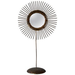 Curtis Jere Double-Sided Brass Sunburst Mirror, 1968