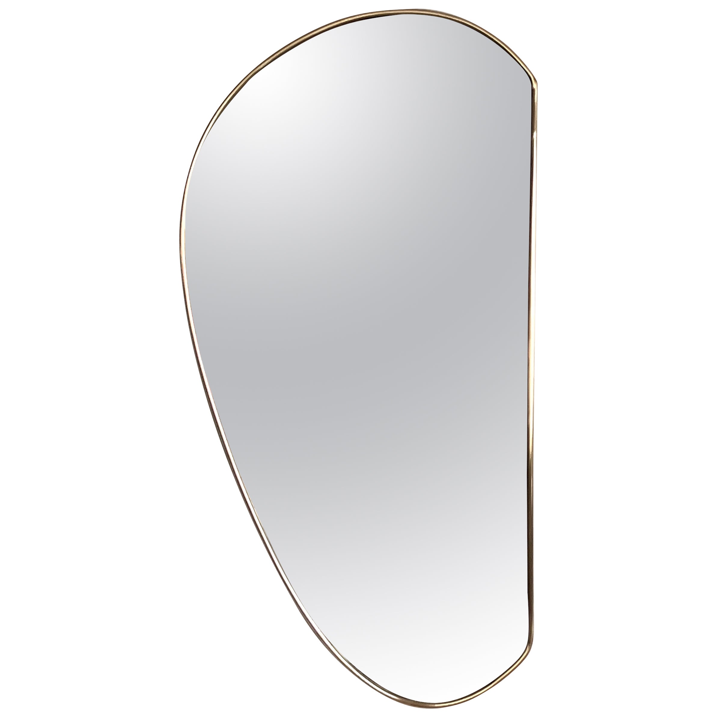 Italian MidCentury Vintage Wall Mirror with Original Brass Frame