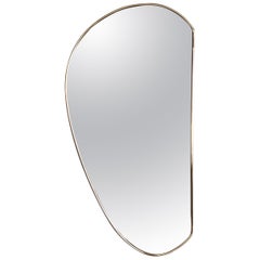 Italian Midcentury Vintage Wall Mirror with Brass Frame, 1970s