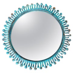 Vintage/Antique Sunburst Mirror made of Bronze with heavy green/blue patina
