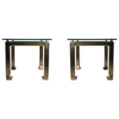 Mastercraft Pair of Brass Chinoiserie Modern End / Side Tables