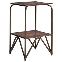 Used Italian Designer, Side Table, Metal, Wood, Italy, 1930s