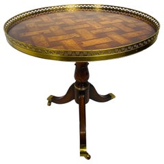 Handsome inlaid burled walnut side table after Maitland Smith