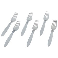 Georg Jensen, Cactus, set of six sterling silver dinner forks. 
