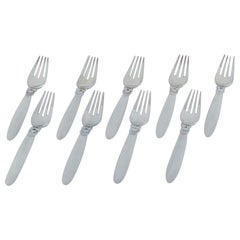 Set aus neun Tafelgabeln aus Sterlingsilber von Georg Jensen, Cactus.
