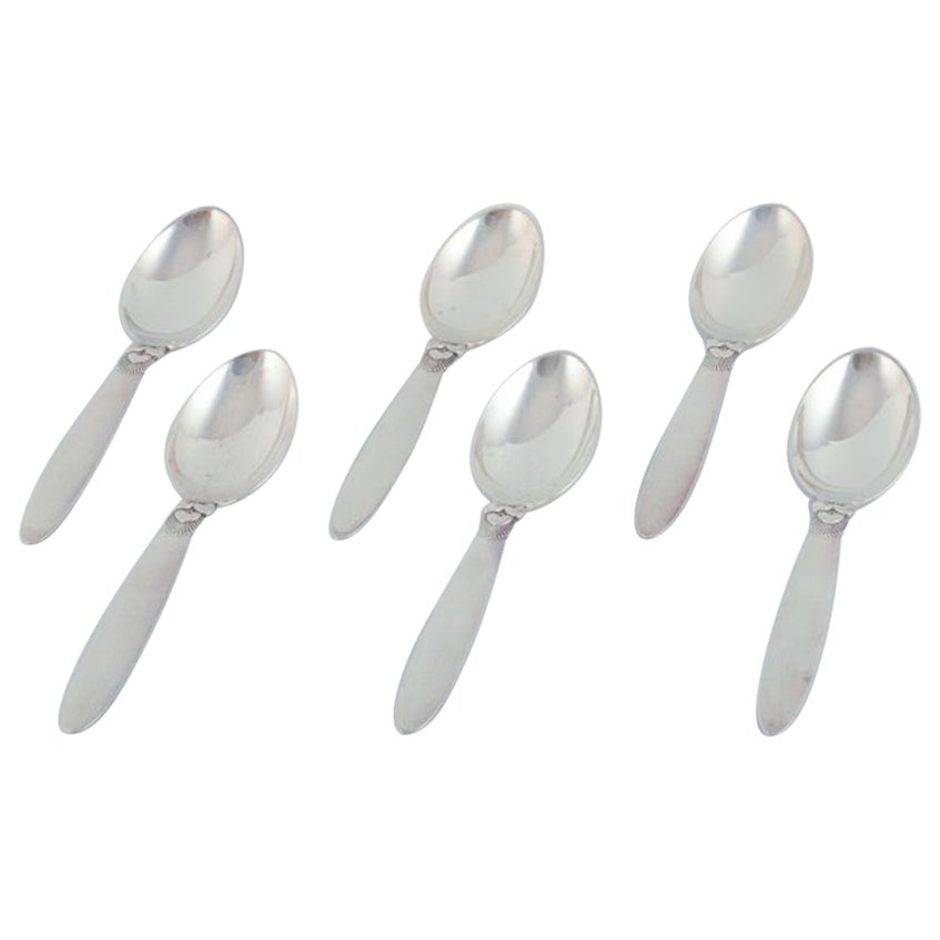 Georg Jensen, Cactus, six sterling silver dinner spoons. 