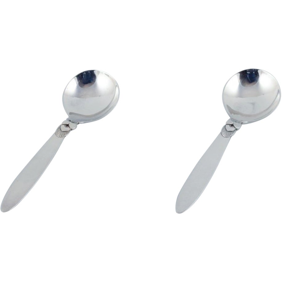 Georg Jensen, Cactus, a pair of sterling silver jam spoons. For Sale